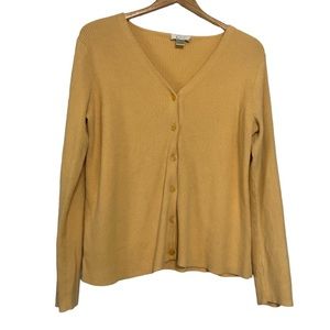 Christopher and Banks yellow ribbed button down sweater cardigan